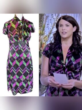 ASO Gilmore Girls Vintage DVF Silk Plaid Dress Lorelai Gilmore Mia's Wedding